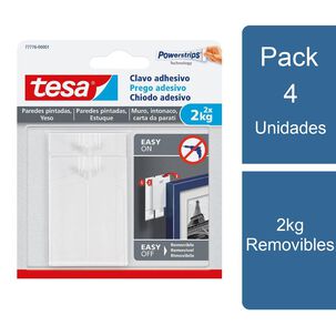 Pack 4x2 Clavos Adhesivos Paredes Pintadas 2kg Tesa